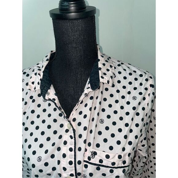 Victoria’s Secret Button Up Pajama Top- Polka Dots- Size Medium - Picture 3 of 7